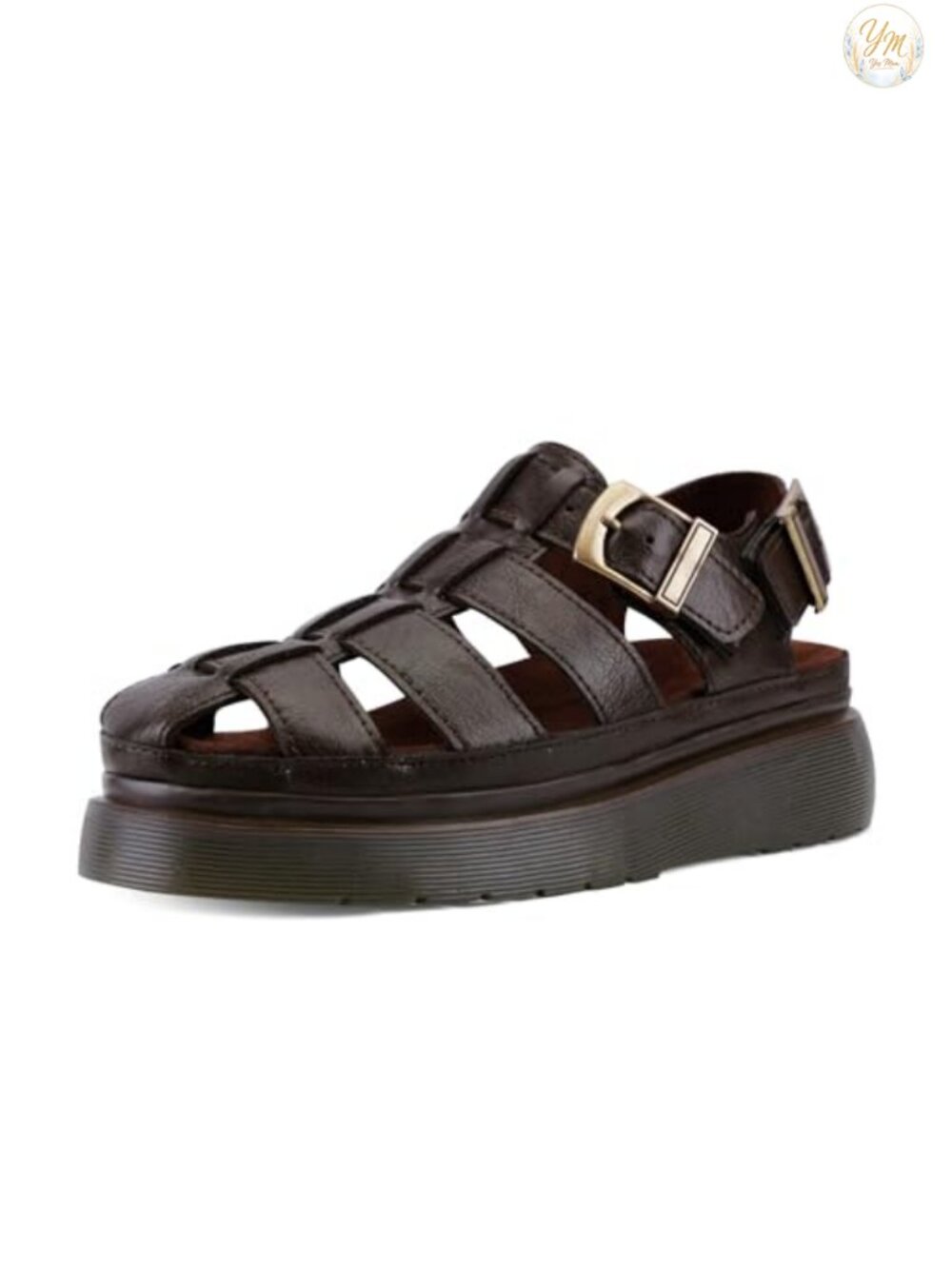 Women's Platform Fisherman Sandals Chunky Ankle Buckle PU Leather Closed Toe